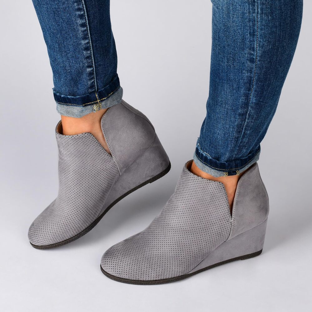 Journee Collection Women's Mylee Pull On Wedge Booties Blue 8 - Picture 6 of 6
